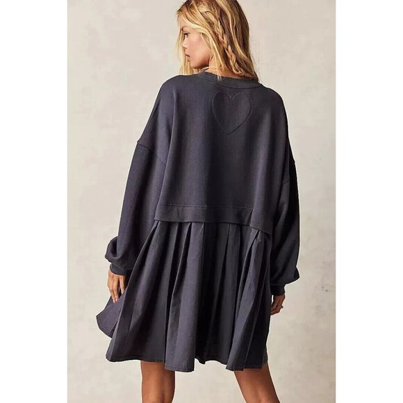 Free People Eleanor Sweatshirt Tunic Dress Oversized L NEW - Picture 4 of 5